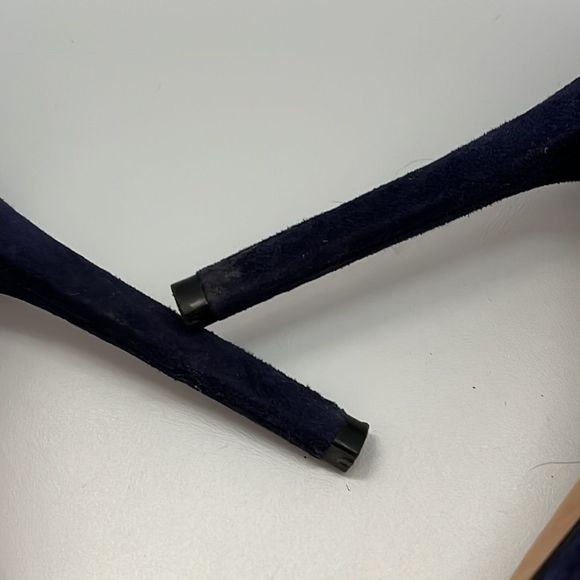 HALSTON Blue Suede Leather Slip On Heels Size 8 - Picture 9 of 9